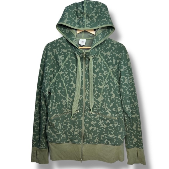 Cabi 6030 Camo Hoodie Marathon Jacket Women's M Green Floral Full Zip Athletic - Picture 3 of 11